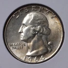 1964-P 25C Washington Quarter UNC+ Original Condition 90% Silver* (actual coin)