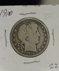 1910 US Barber Silver Half 50c G+ (Cleaned)