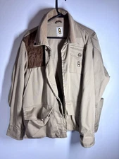 Vintage Bob Allen Sportswear Mens L  Jacket Hunt Khaki Pocket Full Zip Game Bag