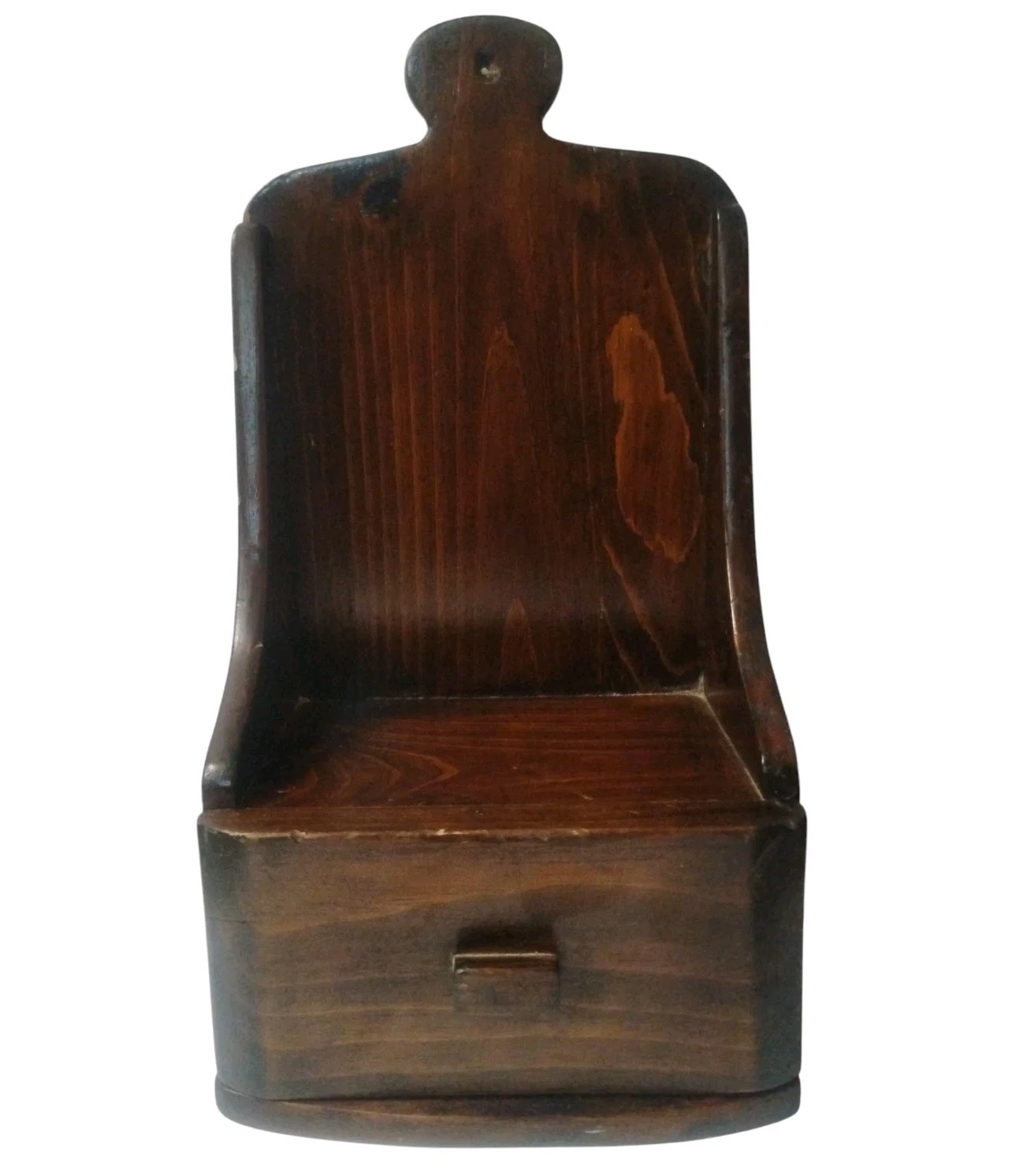 Vintage Primitive Wood Wall Hanging Spice Drawer Box Dark Stain Country Farm