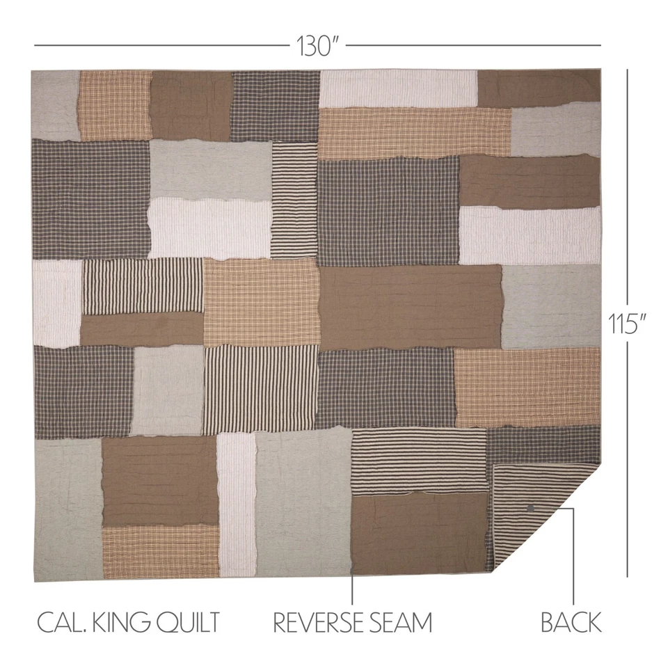 Ashmont California KING QUILT Patchwork Country Primitive Farmhouse Neutral En muy buen estado Foto 2 de 4