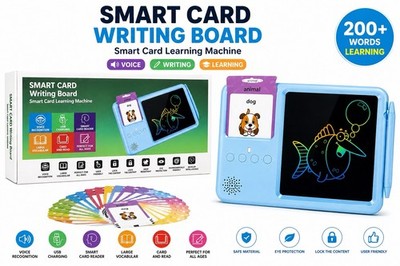 Kids Smart Card Writing Board Learning Toy Voice Flash Cards LCD Tablet