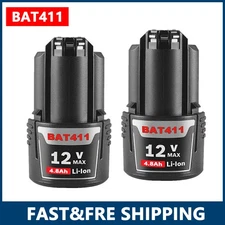 2X 12V 4.8Ah Lithium Battery For Bosch BAT411 BAT412 BAT414 GSR GDR GSB GWI