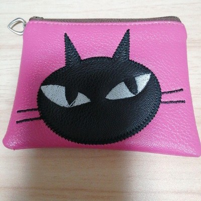 Vintage Pink Cat Embroidery Pouch Accessory Case with Minor Flaws
