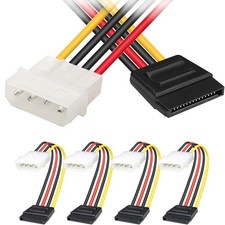 SATA To Molex 4 Pin LP4 Male 15 Pin Female Power Cable Adapter 10 Inch 10 PCS