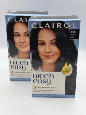 2 PACK Clairol Nice'N Easy Permanent Hair Color #1BB Deepest Blue Black NEW