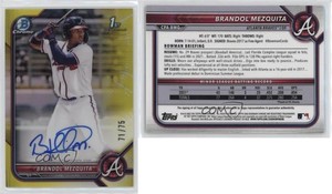 2022 Bowman Chrome Prospect Yellow Refractor /75 Brandol Mezquita #CPA-BMQ Auto