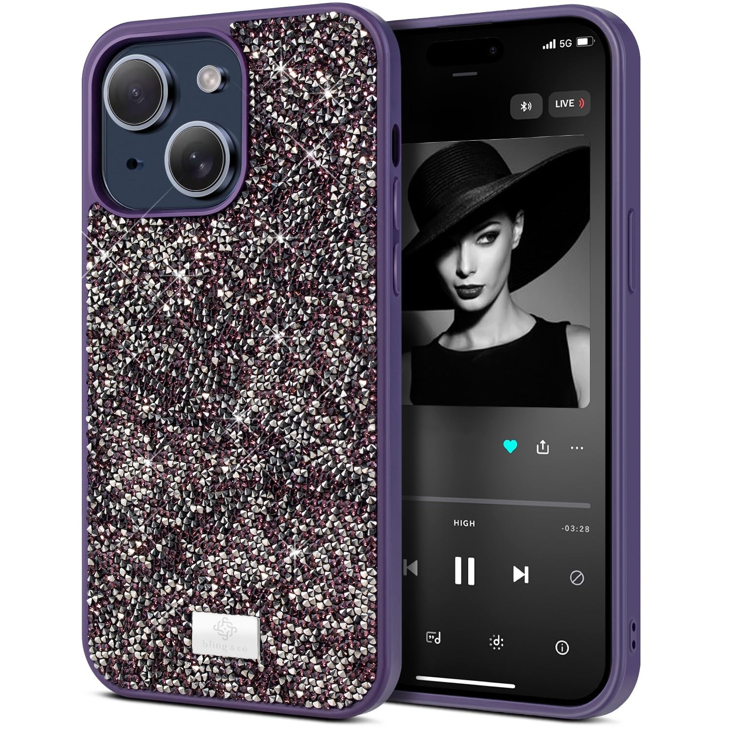 Coque compatible avec iPhone 15 glitter souple anti-rayures fille