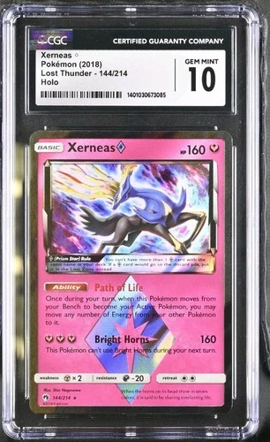 CGC 10 Xerneas Prism 144/214 Lost Thunder Pokemon 2018