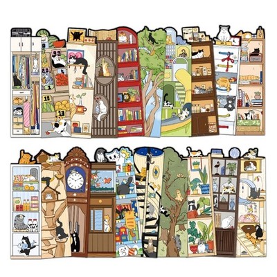 30 Sheets Creative Bookmarks Cartoon Cats Reading Book Marker Paper Bookmarks