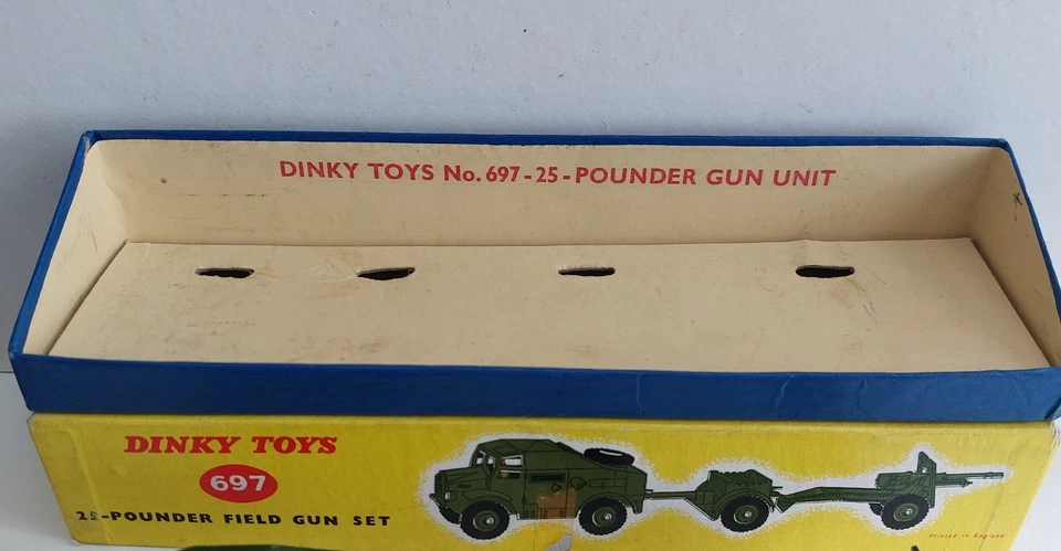 Juego de campo Dinky Toys Army 25 libras vintage en caja No. Estado 697 v/g. Foto 4 de 4