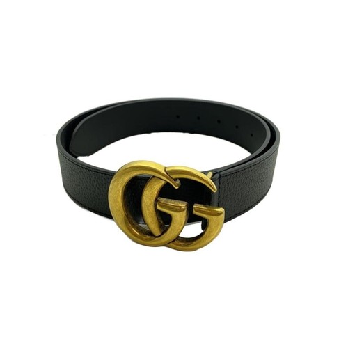 GUCCI Leather Belt, Black, Plain, Men's 406831