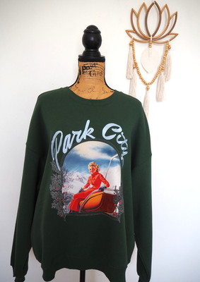 Girl Dangerous x Anthropologie Park City Size XL Green Pullover Sweatshirt NWT