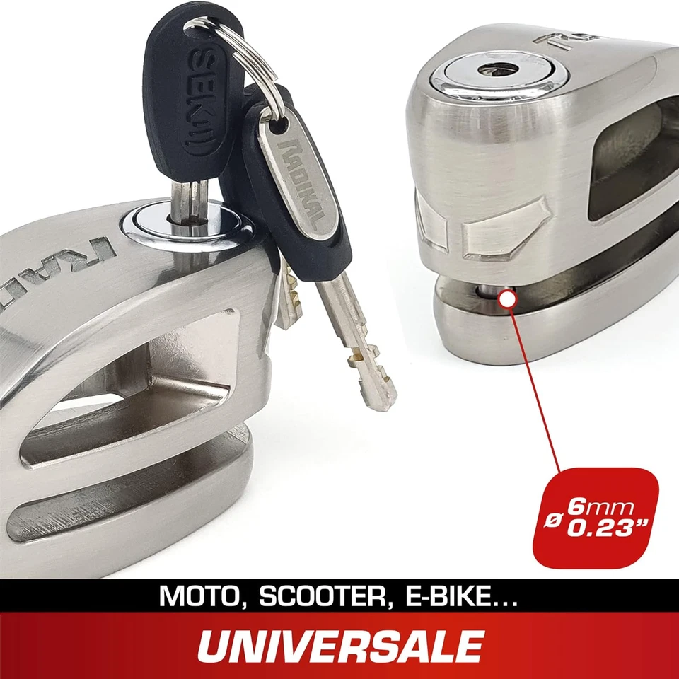 RK306S Bloccadisco Moto, Design Più Leggero a Doppio Ponte, Chiusura Facile Con - Immagine 3 di 4