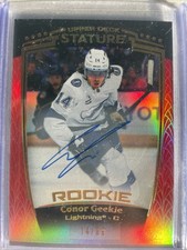 CONOR GEEKIE Rookie 2024-25 Upper Deck Stature Auto Rouge /99 Lightning RC #33