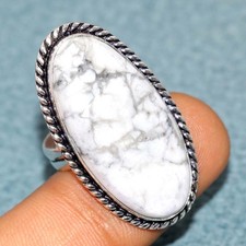 925 Silver Plated Howlite Ring US 8.5 Royal Look Jewelry Most Beautiful GW
