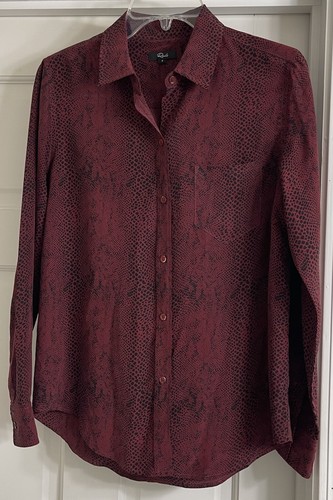 Rails 100% Silk Python Snake Print L/S Button Up Blouse Women's Sz S!