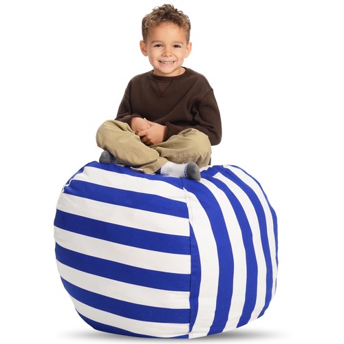 Stuff ’n Sit XL 38’’ Bean Bag Storage for Stuffed Toys, Blue/White Stripe - 第 1/8 張圖片