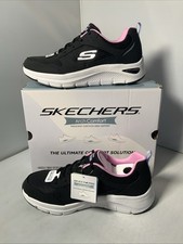 Skechers Arch Comfort 2.0 Women's Trainers In Black/ Purple Size Uk 6 New Boxed