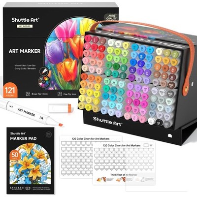 120 bunte Alkohol Marker Set doppelseitig, Grafik & Skizzierstifte