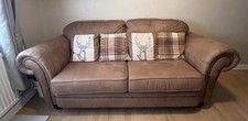 Leather / Suede Sofa and Pouffe 3 Seater Set Barely Used