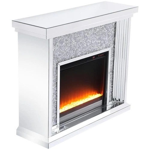 Elegant Decor Modern 47.5" Dazzling Mirrored Crystal Fireplace Mantle - Picture 3 of 12