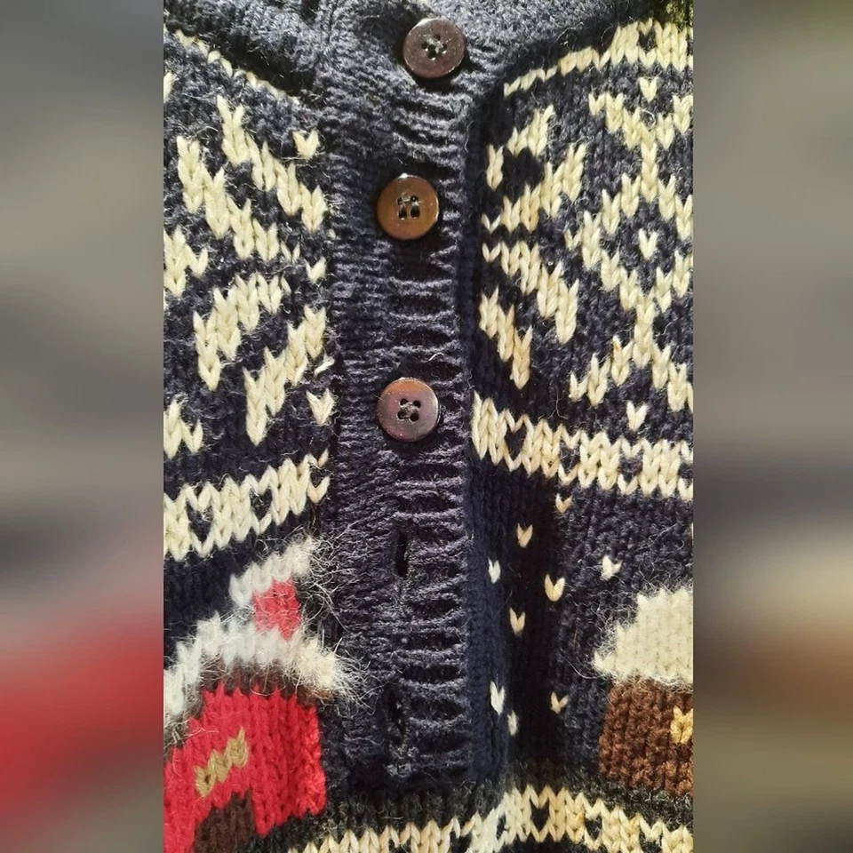 Tailor B. Moss Sweater Small Nordic Pattern Black White Red Knit Cottagecore - Image 4 of 4