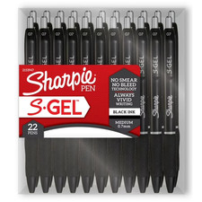 Sharpie S-Gel Pens, Medium Point 0.7 mm , Black Ink, 22 Count