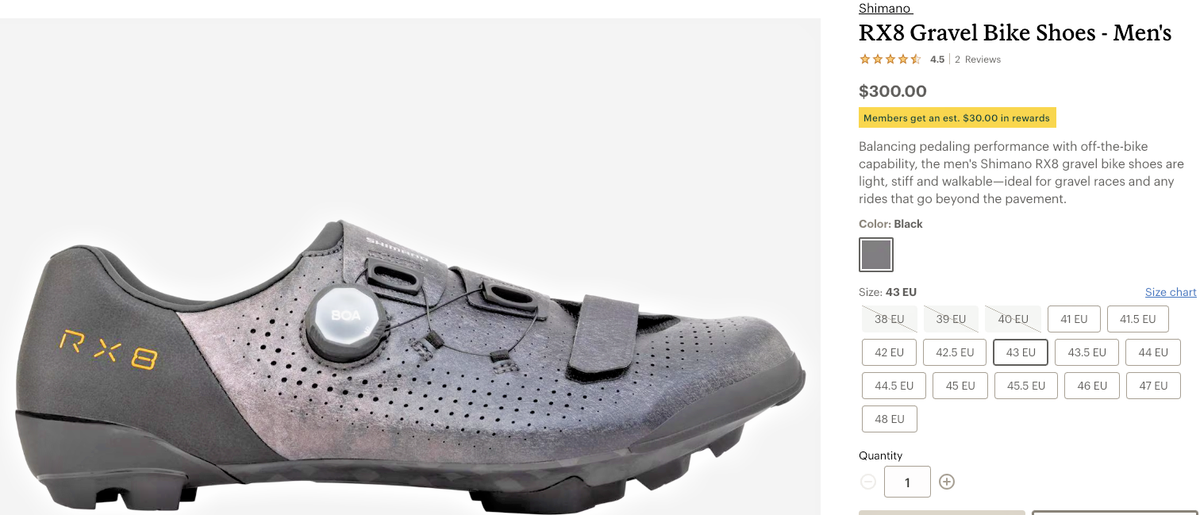 Shimano SH-RX801 Carbon Gravel Cyclist Shoes Black EU41 US Men US