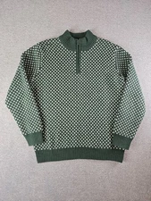 Long Wharf Supply Co SeaWell Quarter Zip Green Sweater Mens Large