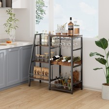 Industrial Wine Rack Home Bar Storage Cabinet Narrow Drinks Shelf Metal Display