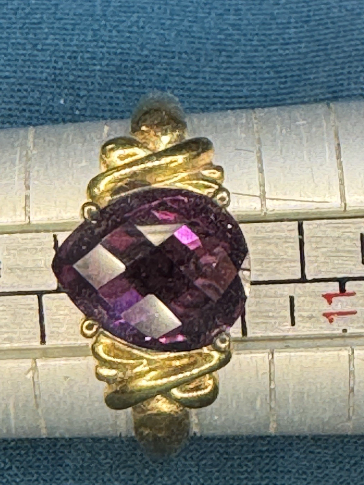 Gold Over Sterling Amethyst Ring Size 10 - image 1