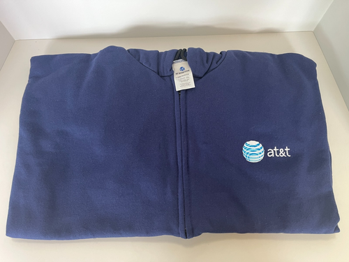 Blue AT&T Employee Full Zip Hoodie Mens Size Large Long Sleeve Embroidered Logo - Picture 5 of 9
