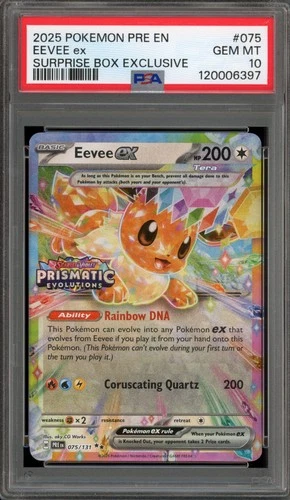 Pokemon Eevee ex Prismatic Evolutions Surprise Bx. Exclusive #075 PSA 10