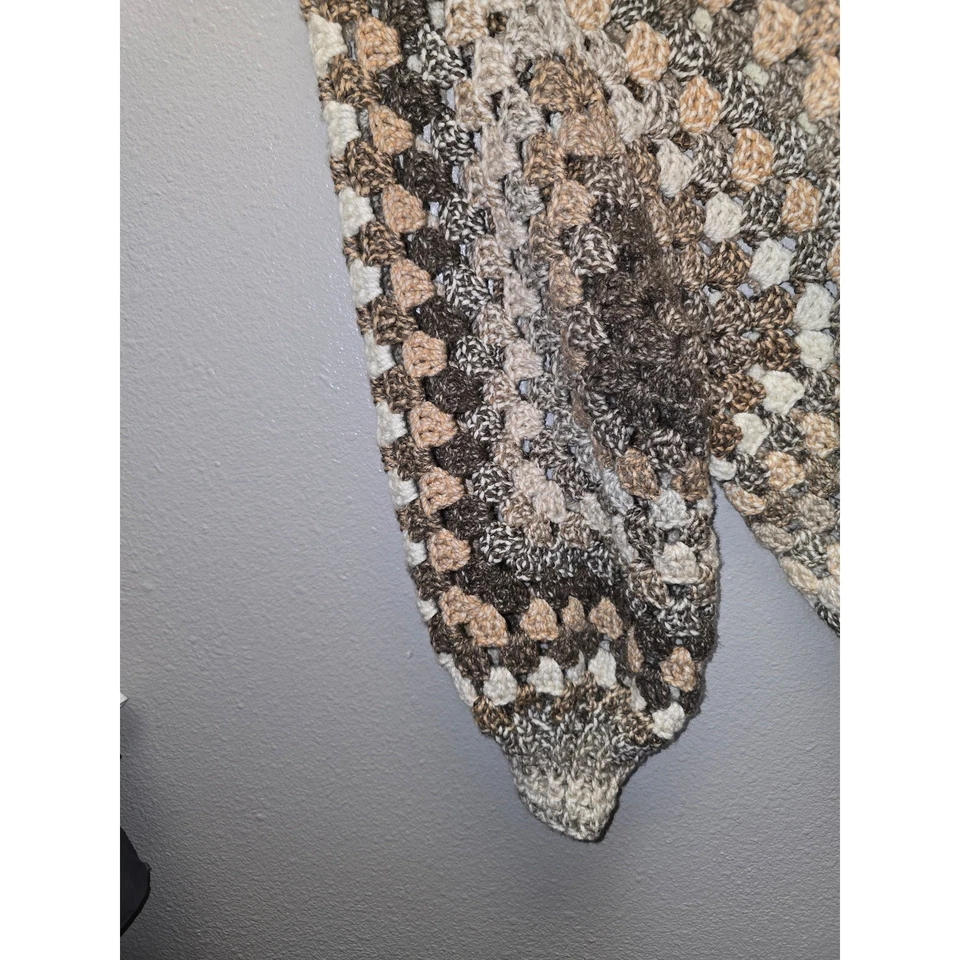 Cárdigan Boho Chic Prendas de Punto Marrón Ombre Artesanal Gran Tamaño Crochet Suéter Foto 2 de 4