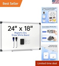 24" x 18" Magnetic Whiteboard for Wall Dry Erase Board with Silver Frame Hanging