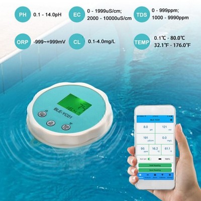 Digitaler Pool-Wasserqualitätsmonitor 6 in 1 PH/EC/CL/TDS/ORP/Temp-Meter-Detekto