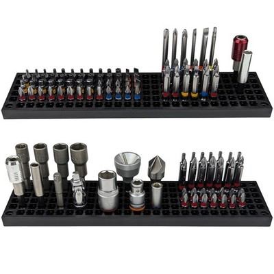 FREE ZONE Bit Organizer Set (Black)   158-Hole Bit Storage   1/4'' Hex Bits & ...