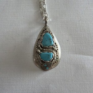 Turquoise and Sterling Silver Pendant - Joy Calavaza