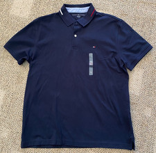 Tommy Hilfiger Polo Shirt Short Sleeve XM05794 Black Mens Size Large