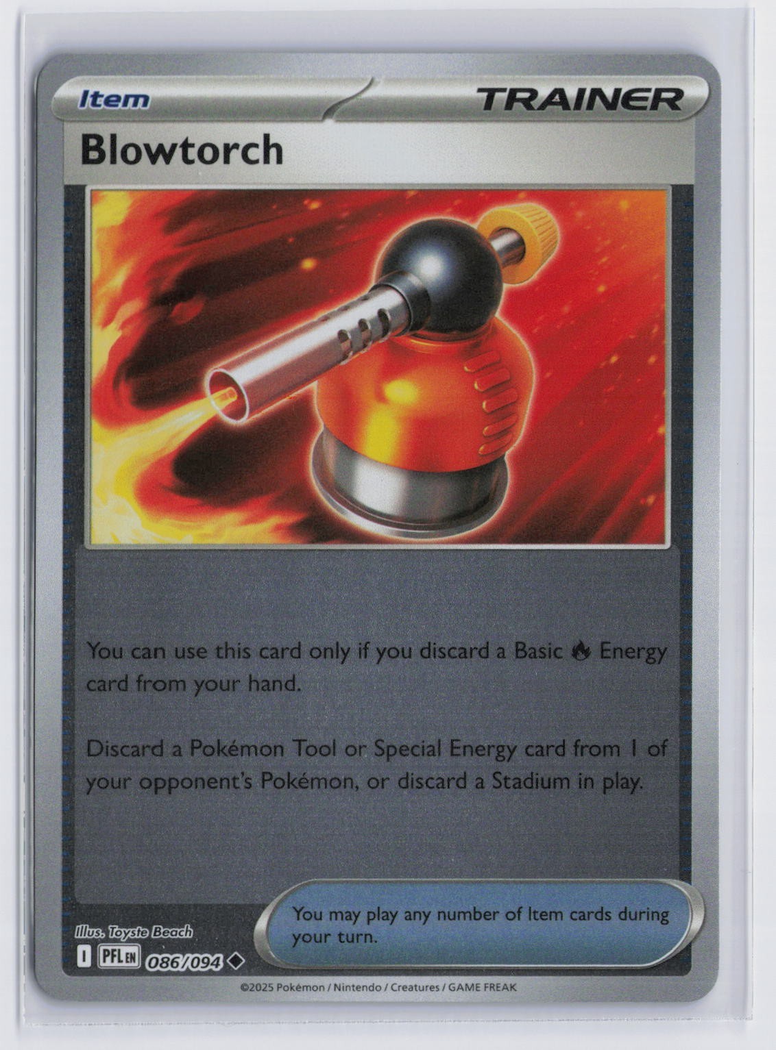 Blowtorch Uncommon Trainer - Item Reverse Holo ME02: Phantasmal Flames 086/094 N