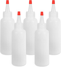 5Pcs Squeeze Bottles, 4 Oz Plastic Condiment Squeeze Bottles with Red Twist Top