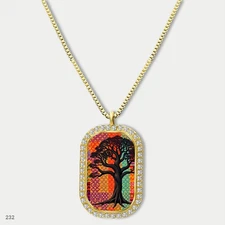 Stunning Colorful Tree of Life Pendant Necklace Chain Photo Dog Tag Chain Gift D