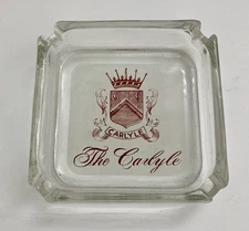 The Carlyle Hotel New York NYC Clear Square Glass Ashtray Dish Vintage
