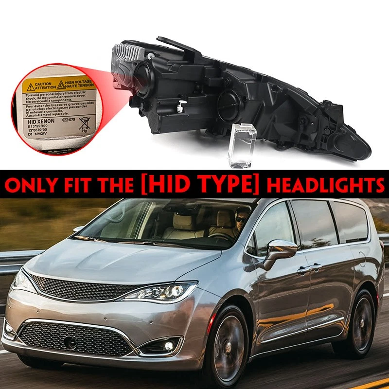Pair HID/Xenon LED Headlights For Chrysler Pacifica 2017-2020 w/ Bulbs & Ballast - Image 2 of 4