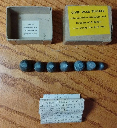 Vintage 1970s Replica Civil War Lead Bullet Assortment Gettysburg, PA