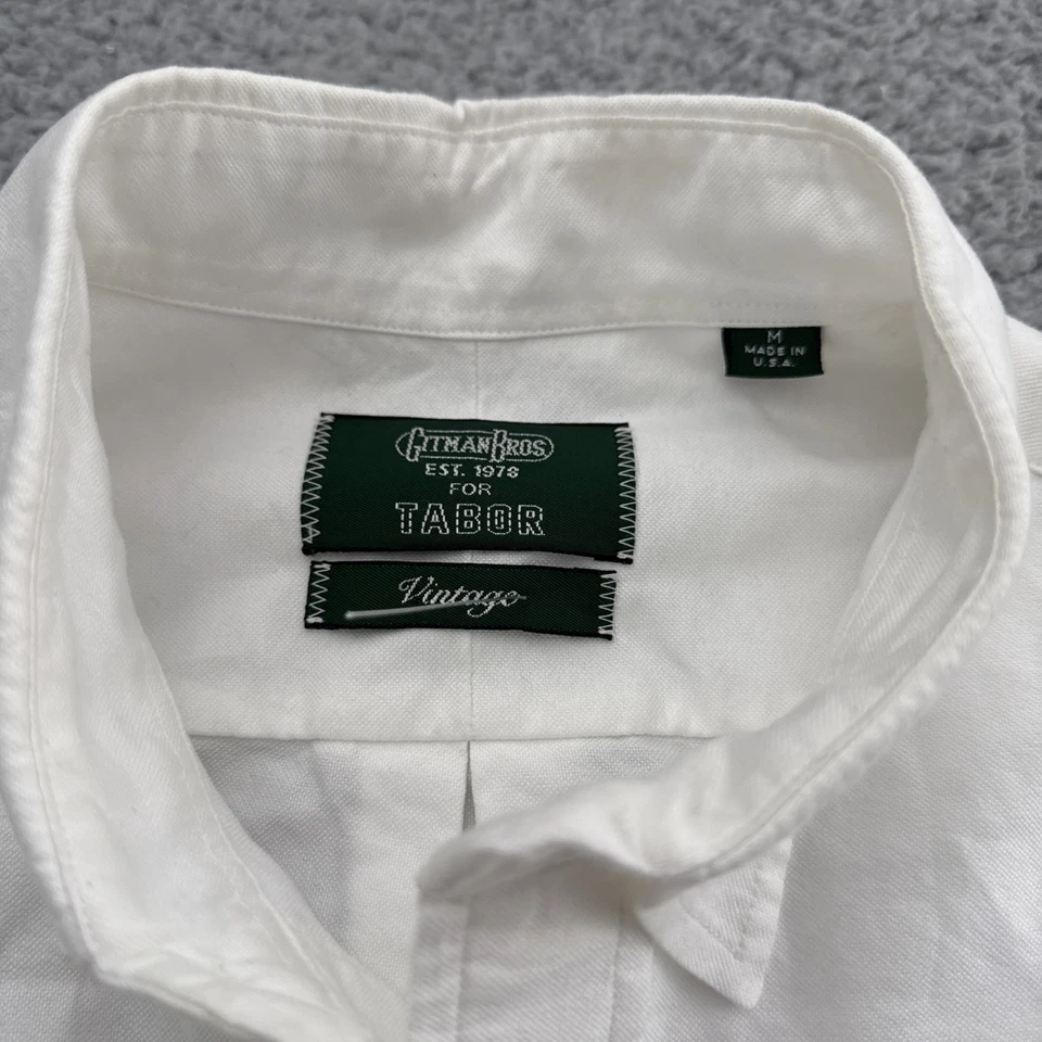 Camisa de vestir Gitman Bros for Tabor para hombre mediana L/S blanca algodón abotonada Foto 2 de 4