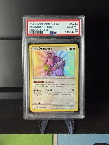 2019 Pokemon Sun & Moon Hidden Fates Shiny Oranguru #SV44 PSA 10 GEM MINT