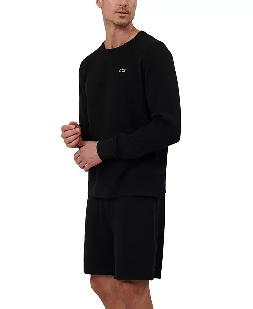 $55 Lacoste Men's Waffle Knit Thermal Sleep Shirt - Black - Medium-New With Tag thumbnail 3