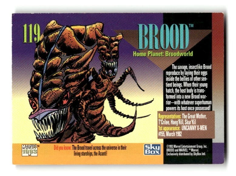 1993 Marvel Alien Races Trading Card #119 Brood - Image 2 of 4